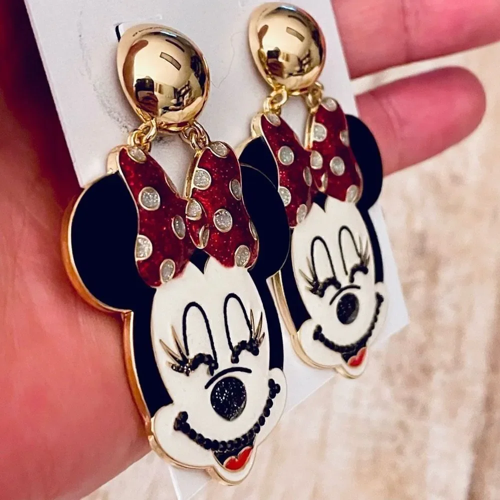 NWT Gorgeous BAUBLEBAR Disney Minnie mouse head/face drop long colorful earrings